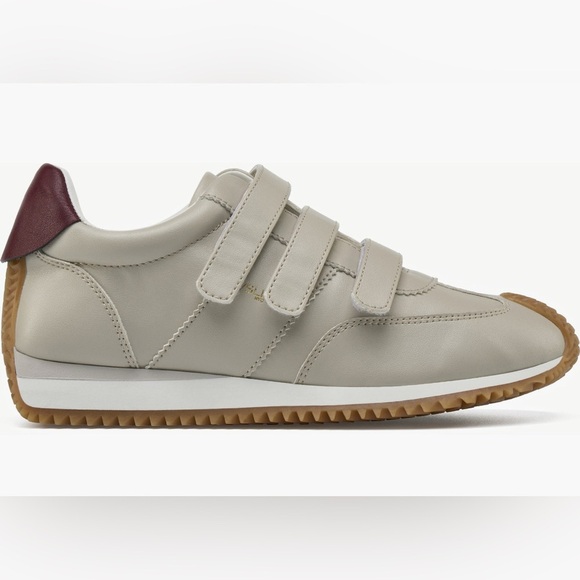 J Slides‎ NYC Lyla Sneakers Beige Leather Hook and Loop Gum Sole NEW NWOB - Picture 2 of 12